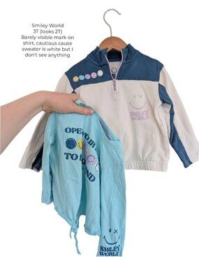 Smiley World Quarter Zip & Long Sleeve Shirt  3T (looks 2T) Kids Clothes